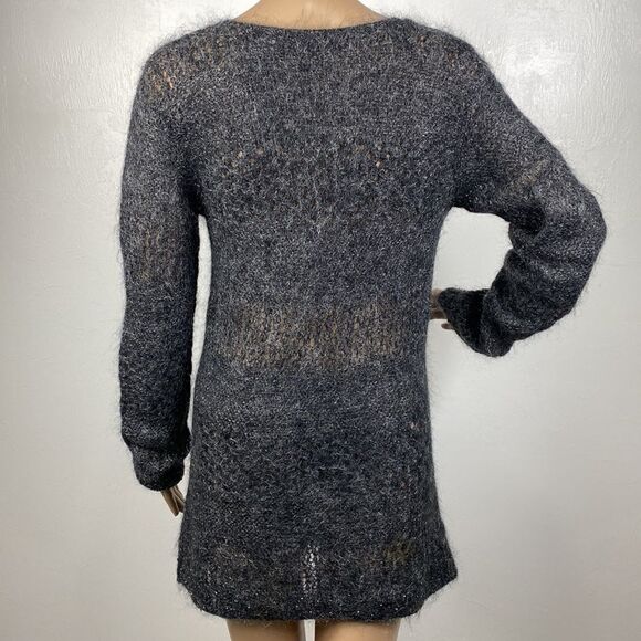 Beautricot Complet Gray Mohair Blend Beaded Open Knit Tunic Sweater Size M - Picture 5 of 10